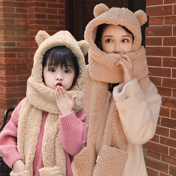 winter korean version plush panda and children's parent-child suit thickened warm solid color bib hat glove three piece set, Red;brown
winter korean version plush panda and children's parent-child suit thickened warm solid color bib hat glove three piece set, Red;brown
