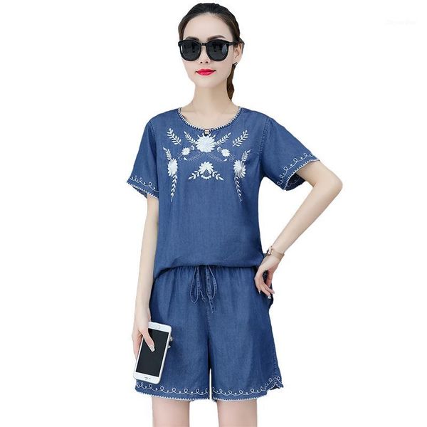 2019 summer new big yards short sleeve shorts embroidered cowboy outfit women denim casual vestido sweatshirt short pants, White
2019 summer new big yards short sleeve shorts embroidered cowboy outfit women denim casual vestido sweatshirt short pants, White
