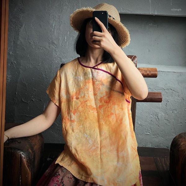 qpfjqd 2020 summer printing yellow chinese style o-neck retro short sleeve linen women casual loose t shirt1, White
qpfjqd 2020 summer printing yellow chinese style o-neck retro short sleeve linen women casual loose t shirt1, White