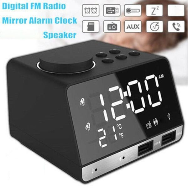 dual alarm mirror clock led fm radio wireless speaker with 2 usb port small stereo computer car speakers1
dual alarm mirror clock led fm radio wireless speaker with 2 usb port small stereo computer car speakers1