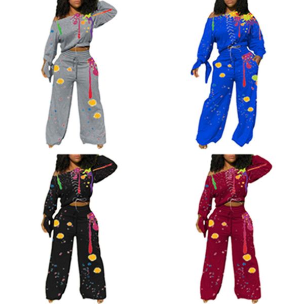 women splash ink spray printed outfits hoodie and wide leg pants tracksuit graffiti sweatsuit crop pullovers low neck clothing d102806, White
women splash ink spray printed outfits hoodie and wide leg pants tracksuit graffiti sweatsuit crop pullovers low neck clothing d102806, White