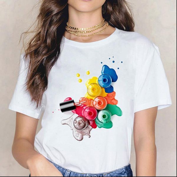 women t shirt fashion female tee cute graphic tshirts new nail polish print tee shirts summer women tshirts clothes, White
women t shirt fashion female tee cute graphic tshirts new nail polish print tee shirts summer women tshirts clothes, White