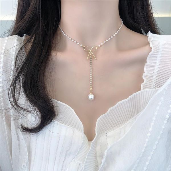 chains 2021 latest fashion niche design sense bow knot pearl necklace female ins cold temperament simple clavicle chain, Silver
chains 2021 latest fashion niche design sense bow knot pearl necklace female ins cold temperament simple clavicle chain, Silver