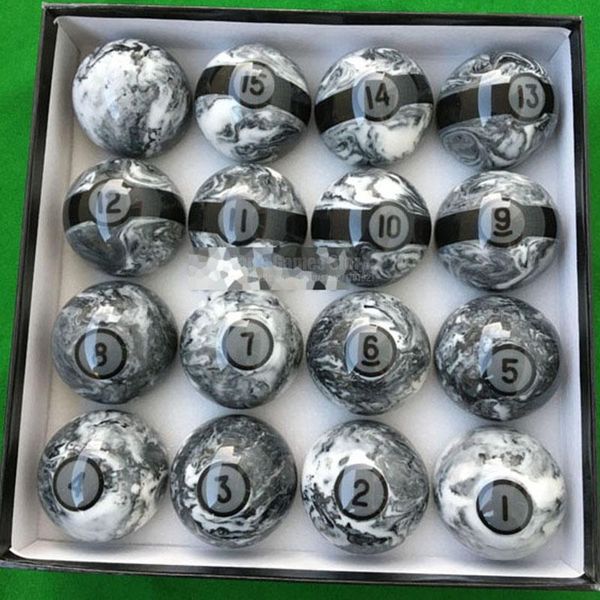 16pcs 5.72cm Pool Ball Kit Natural Marble Texture Billiards Balls Set Black-8-ball Pool Nine-ball Practice