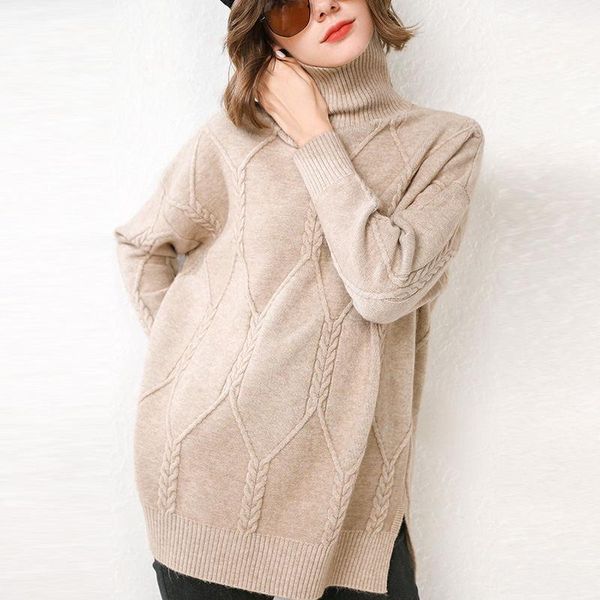 winter women's fashion knitting sweater high neck twisted loose casual long sleeve all-match elastic turtleneck pullovers, White;black
winter women's fashion knitting sweater high neck twisted loose casual long sleeve all-match elastic turtleneck pullovers, White;black