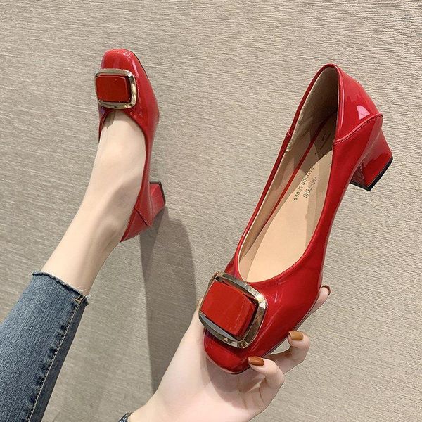 dress shoes office lady women pumps patent leather med heels boat single chunky heeled large size 8355l1, Black
dress shoes office lady women pumps patent leather med heels boat single chunky heeled large size 8355l1, Black
