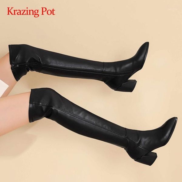 boots krazing pot equestrian cow leather high street fashion pointed toe thick heel zipper gorgeous over-the-knee l651, Black
boots krazing pot equestrian cow leather high street fashion pointed toe thick heel zipper gorgeous over-the-knee l651, Black