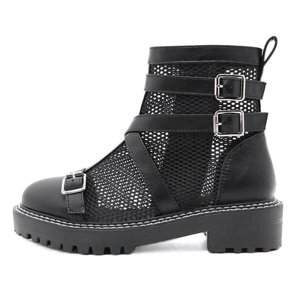 women boots gothic summer buckle shoes female motorcycle boots hollow out breathable mesh ladies zipper platform footwear, Black
women boots gothic summer buckle shoes female motorcycle boots hollow out breathable mesh ladies zipper platform footwear, Black