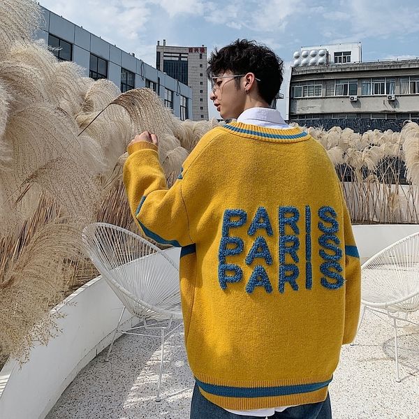2019 winter new korean version of the color flocking tide male loose v-neck pullover knit student casual sweater, White;black
2019 winter new korean version of the color flocking tide male loose v-neck pullover knit student casual sweater, White;black
