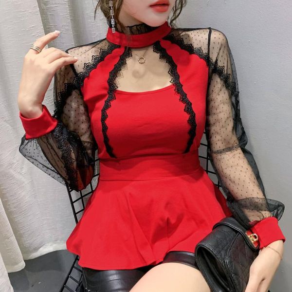 women's blouses & shirts 2021 autumn high-end women blouse shirt fashion mesh patchwork plus size and, White
women's blouses & shirts 2021 autumn high-end women blouse shirt fashion mesh patchwork plus size and, White