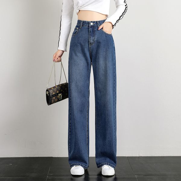 2021 new long brim of women summer loose new casual high waist rubbing straight pants section thin elastic waistband jeans k1 xxhz, Blue
2021 new long brim of women summer loose new casual high waist rubbing straight pants section thin elastic waistband jeans k1 xxhz, Blue