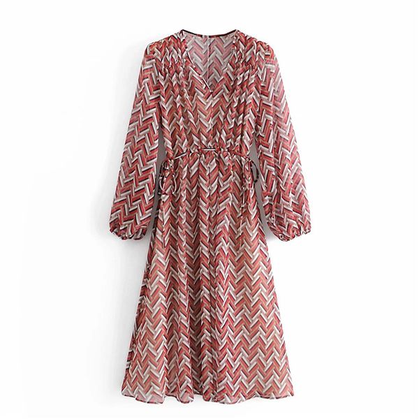 2021 new red geometric printed women autumn v neck long puff sleeve ruched midi dress woman vintage elegant dresses rzze, Black;gray
2021 new red geometric printed women autumn v neck long puff sleeve ruched midi dress woman vintage elegant dresses rzze, Black;gray