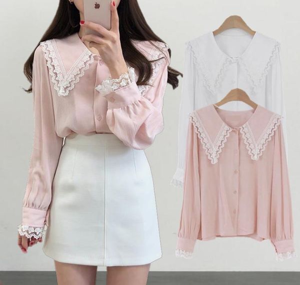 2021 new sweet spring beautiful lace shirt sewn women's big long-sleeved lapel-shirt nyiw, White
2021 new sweet spring beautiful lace shirt sewn women's big long-sleeved lapel-shirt nyiw, White