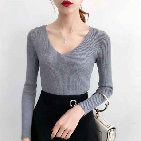 2020 v neck sweater women long sleeve knitted solid slim sweater women autumn winter warm pullovers black red pink, White;black
2020 v neck sweater women long sleeve knitted solid slim sweater women autumn winter warm pullovers black red pink, White;black