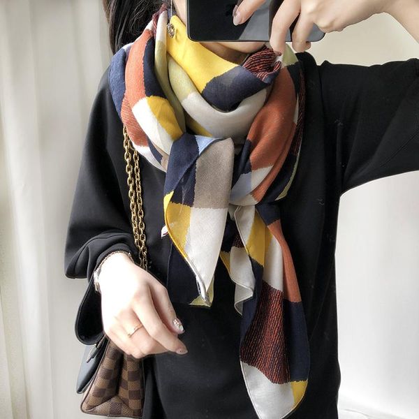 scarves scarf women's thin and versatile korean version of large grid diamond lattice color contrast cotton linen silk long shawl, Blue;gray
scarves scarf women's thin and versatile korean version of large grid diamond lattice color contrast cotton linen silk long shawl, Blue;gray
