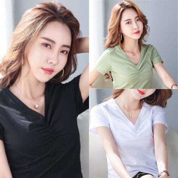 2020 summer new t-shirt fashion korean cotton solid color v-neck loose casual versatile short sleeve t-shirt fashion for women jhpur, White
2020 summer new t-shirt fashion korean cotton solid color v-neck loose casual versatile short sleeve t-shirt fashion for women jhpur, White