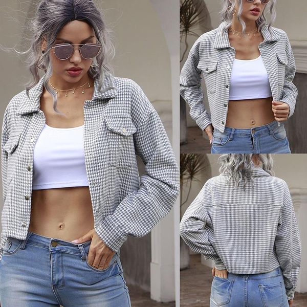 2021 fashion casual plaid pritned long sleever short women blouse winter clothes women open stitch drop shipping, White
2021 fashion casual plaid pritned long sleever short women blouse winter clothes women open stitch drop shipping, White
