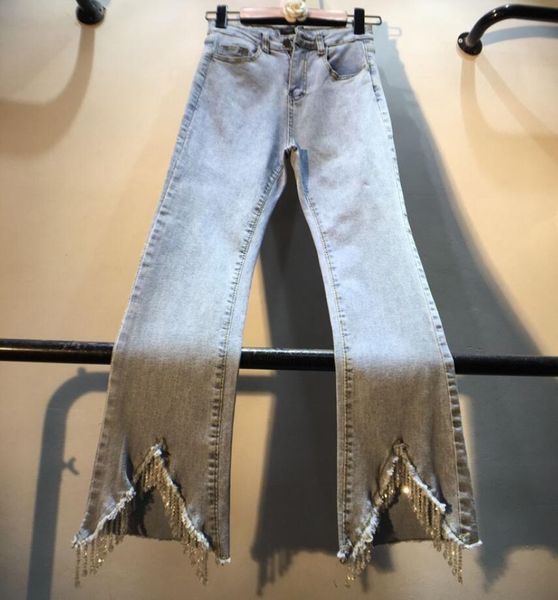 2021 new spring heavy beading industry fringe female jeans high waist strain was thin flare pants q672 orgg, Black;white
2021 new spring heavy beading industry fringe female jeans high waist strain was thin flare pants q672 orgg, Black;white