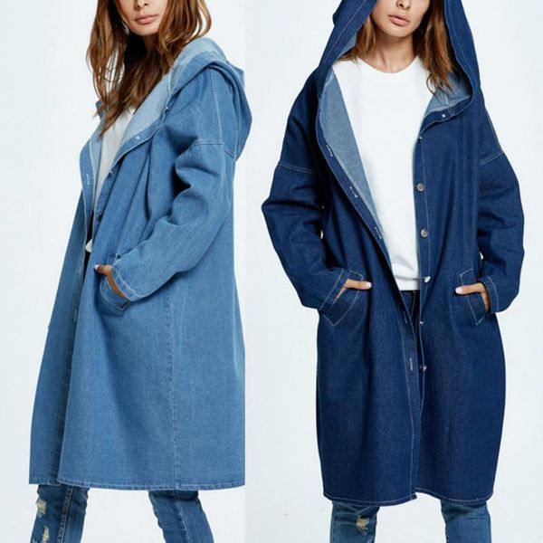 women autumn trench hooded long washed blue denim trenches coat, Tan;black
women autumn trench hooded long washed blue denim trenches coat, Tan;black