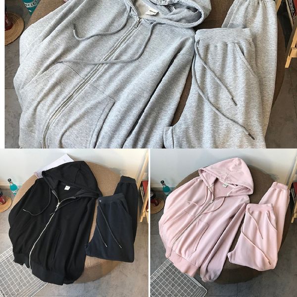 spring and autumn 2020 new zipper hooded sweater women's two piece loose net red sports casual suit tight pants sweater tight pants leg, Gray 
spring and autumn 2020 new zipper hooded sweater women's two piece loose net red sports casual suit tight pants sweater tight pants leg, Gray