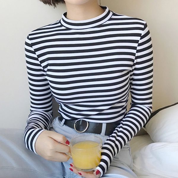 black white striped women's t-shirts long sleeve o-neck korean tee women spring autumn new fashion tshirts for female 201125
black white striped women's t-shirts long sleeve o-neck korean tee women spring autumn new fashion tshirts for female 201125