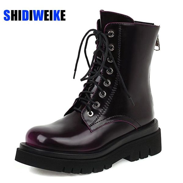 pu leather boots women shoes thick sole lace up autumn winter women army combat short ankle boots for motorcycle, Black 
pu leather boots women shoes thick sole lace up autumn winter women army combat short ankle boots for motorcycle, Black