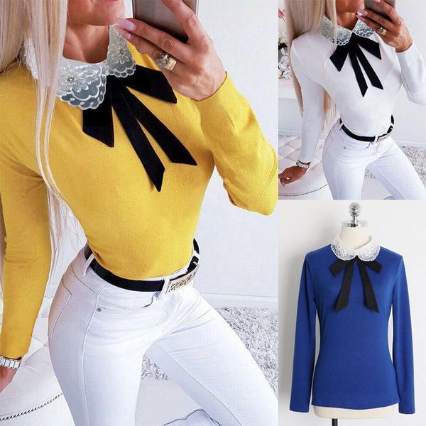 women knitted t-shirts for streetwear patchwork long sleeve bow tie tshirt lace diamond turn-down collar solid slim ladies 1, White
women knitted t-shirts for streetwear patchwork long sleeve bow tie tshirt lace diamond turn-down collar solid slim ladies 1, White
