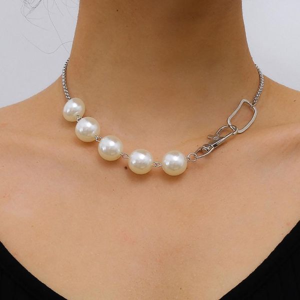 gothic big baroque pearl choker neckalce for women vintage cuban link chain lock men necklace lovers statement retro neck collar, Silver
gothic big baroque pearl choker neckalce for women vintage cuban link chain lock men necklace lovers statement retro neck collar, Silver
