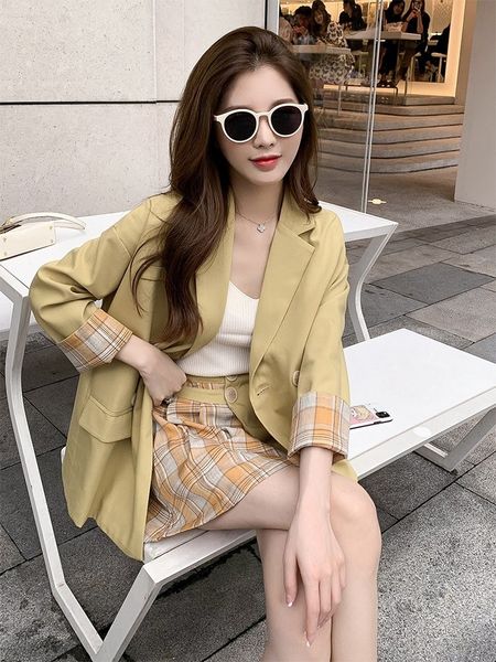 temperament goddess fashion suit summer medium long blazer high plaid skirt coat coat waist plaid skirt two piece set aozzc, Gray
temperament goddess fashion suit summer medium long blazer high plaid skirt coat coat waist plaid skirt two piece set aozzc, Gray