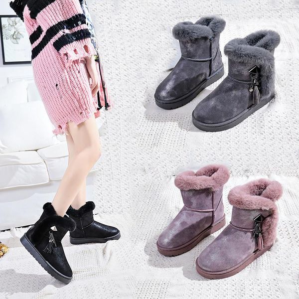 women winter snow boots warm flat plus size platform slip on ladies women's shoes new flock fur suede ankle boots female c503, Black
women winter snow boots warm flat plus size platform slip on ladies women's shoes new flock fur suede ankle boots female c503, Black
