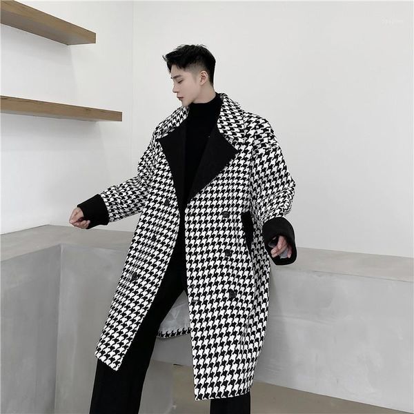new autumn winter male streetwear vintage casual trench jacket men houndstooth double breasted loose plaid woolen trenchcoat1, Black
new autumn winter male streetwear vintage casual trench jacket men houndstooth double breasted loose plaid woolen trenchcoat1, Black