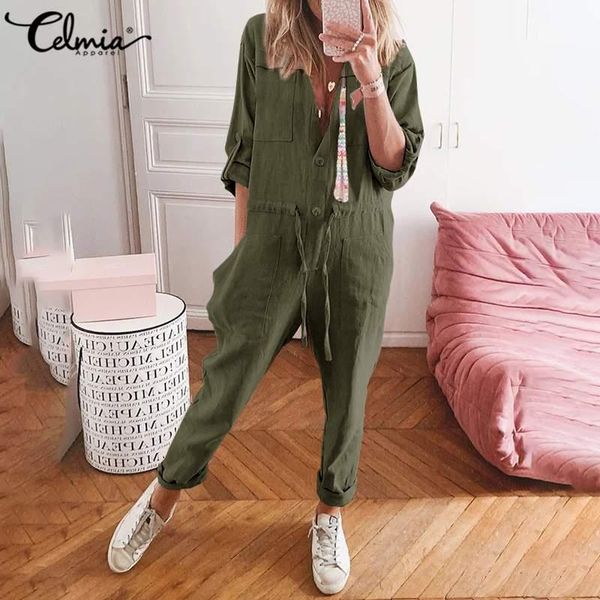 women's casual pockets cargo jumpsuits celmia long sleeve lapel loose romper fashion drawstring playsuit loose plus size pant 7, Black;white
women's casual pockets cargo jumpsuits celmia long sleeve lapel loose romper fashion drawstring playsuit loose plus size pant 7, Black;white