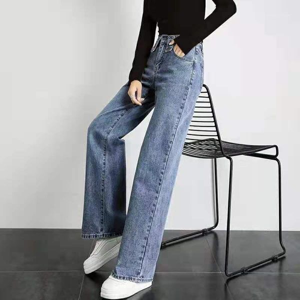 women's jeans high waist loose wide leg women retro students straight tube show thin hanging pants1, Blue
women's jeans high waist loose wide leg women retro students straight tube show thin hanging pants1, Blue