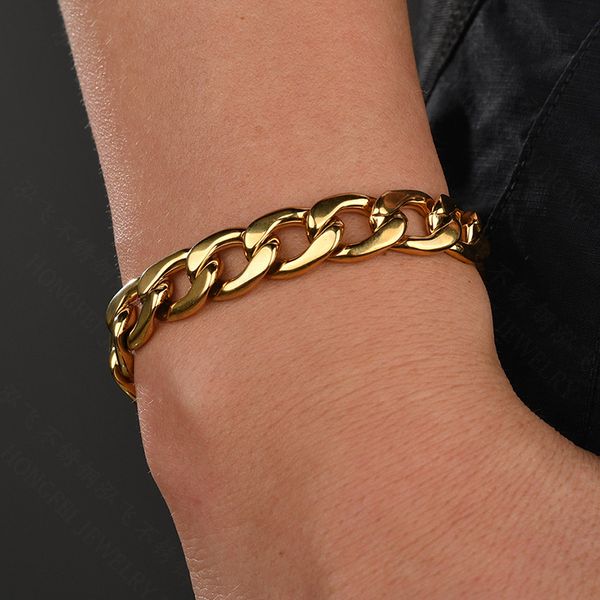 cool 18k gold plated stainless steel chain bracelet couples jewelry for wholesale, Black
cool 18k gold plated stainless steel chain bracelet couples jewelry for wholesale, Black