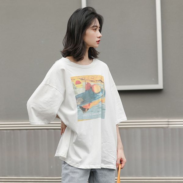 2020 summer new korean bf style loose large plate printing design small minority short sleeve t-shirt women ins ethnic group t-shirt nationa, White
2020 summer new korean bf style loose large plate printing design small minority short sleeve t-shirt women ins ethnic group t-shirt nationa, White