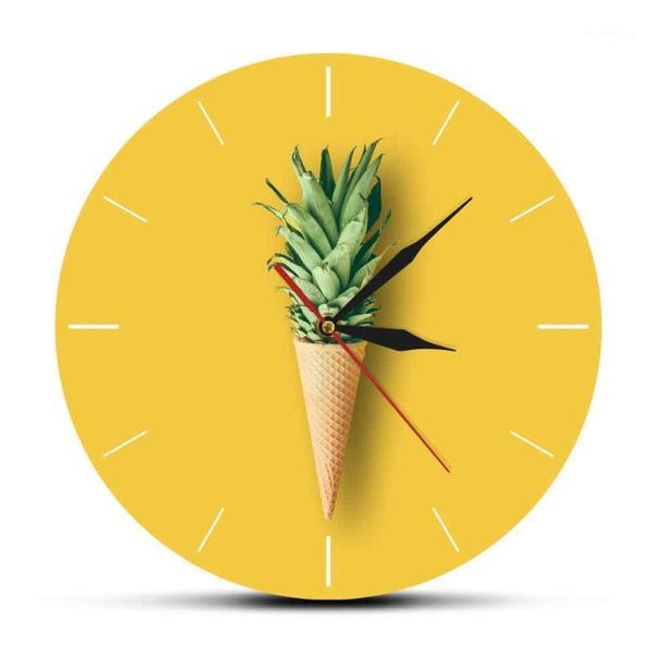 ice cream cone with pineapple leaves yellow background acrylic wall hanging clock fruit and candy design minimalist wall watch1
ice cream cone with pineapple leaves yellow background acrylic wall hanging clock fruit and candy design minimalist wall watch1