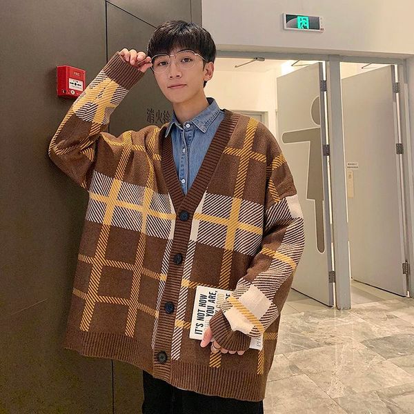 cotton cardigan men's warm fashion retro casual plaid sweater jacket men streetwear loose coat mens korean clothes -2xl kg-393, White;black
cotton cardigan men's warm fashion retro casual plaid sweater jacket men streetwear loose coat mens korean clothes -2xl kg-393, White;black