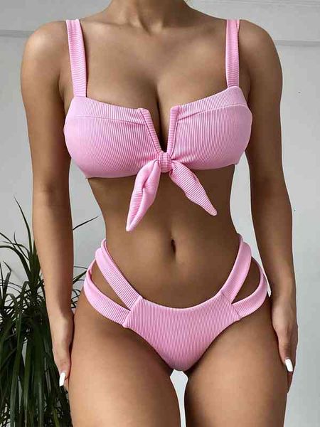 v wired pink swimsuit 2 piece set women ribbed bathing suits woman tie brazilian bikini cut out bikini set, White;black
v wired pink swimsuit 2 piece set women ribbed bathing suits woman tie brazilian bikini cut out bikini set, White;black