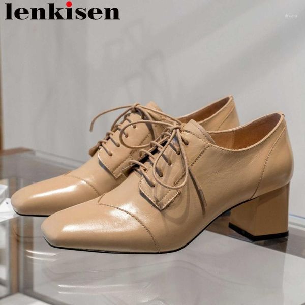 lenkisen european style chunky heels genuine leather lace up retro square toe leisure pumps dress career shoes l521, Black
lenkisen european style chunky heels genuine leather lace up retro square toe leisure pumps dress career shoes l521, Black