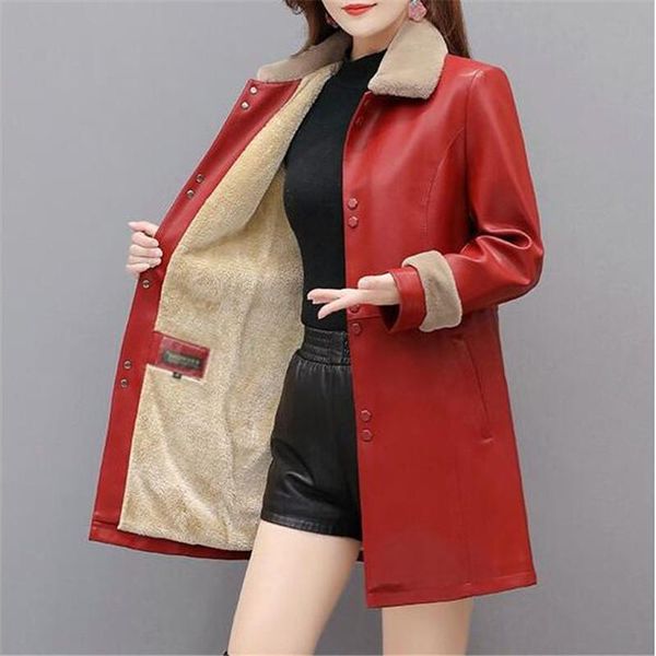 2020 winter new leather jacket women long sections plus velvet thickening pu leather overcoat large size 5xl coats, Black
2020 winter new leather jacket women long sections plus velvet thickening pu leather overcoat large size 5xl coats, Black