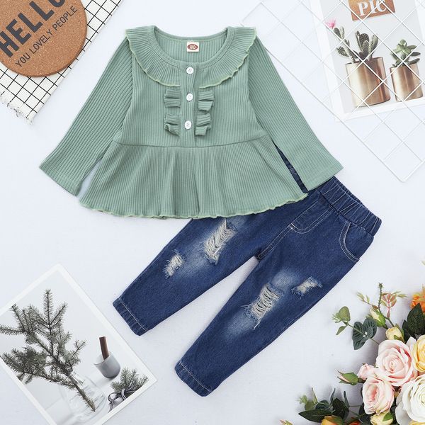toddler girl winter outfits baby girl fall clothes 2020 green ruffled long sleeve ripped jeans pants baby girls outfits 1021, White
toddler girl winter outfits baby girl fall clothes 2020 green ruffled long sleeve ripped jeans pants baby girls outfits 1021, White