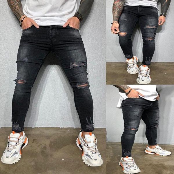 ripped hole jeans for men black skinny denim pencil pants pantalones slim fit jean hombre streetwear destroyed denims plus size, Blue
ripped hole jeans for men black skinny denim pencil pants pantalones slim fit jean hombre streetwear destroyed denims plus size, Blue