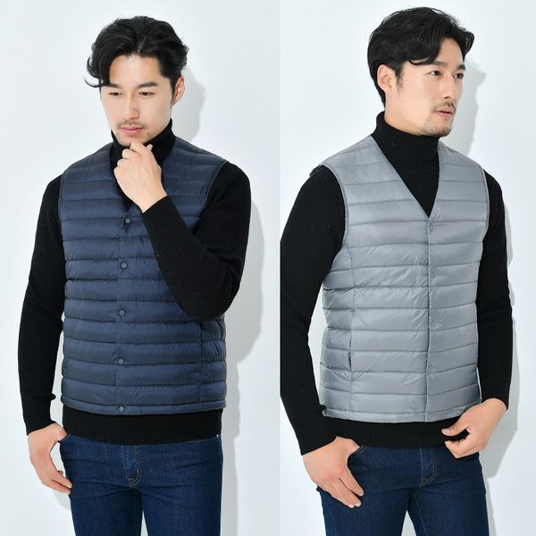 2021 new men ultra light down vest portable v-neck sleeveless coat man winter without collar warm liner 04bx, Black;white
2021 new men ultra light down vest portable v-neck sleeveless coat man winter without collar warm liner 04bx, Black;white
