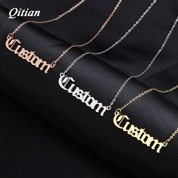 old english nameplate necklace gold color choker stainless steel personalized name necklaces & pendants romantic gift v191031, Silver
old english nameplate necklace gold color choker stainless steel personalized name necklaces & pendants romantic gift v191031, Silver