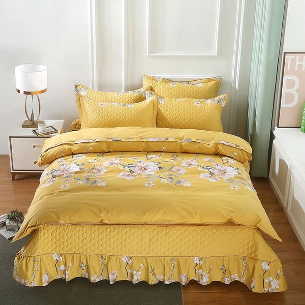 bedding sets super soft 100% cotton flowers printing set duvet cover quilting 1.5m 1.8m bedskirt bedspread pillowcases home textiles 
bedding sets super soft 100% cotton flowers printing set duvet cover quilting 1.5m 1.8m bedskirt bedspread pillowcases home textiles