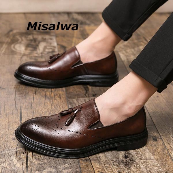 misalwa pointy toe slip-on men's dress leather shoes semi-formal men oxford business shoe british tassel thick sole brogue shoes, Black
misalwa pointy toe slip-on men's dress leather shoes semi-formal men oxford business shoe british tassel thick sole brogue shoes, Black