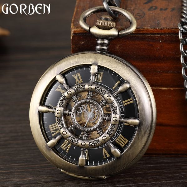 retro bronze rudder hollow design mechanical hand-wind pocket watch unique double-sided opening skeleton fob pocket watch chain t200502, Slivery;golden
retro bronze rudder hollow design mechanical hand-wind pocket watch unique double-sided opening skeleton fob pocket watch chain t200502, Slivery;golden