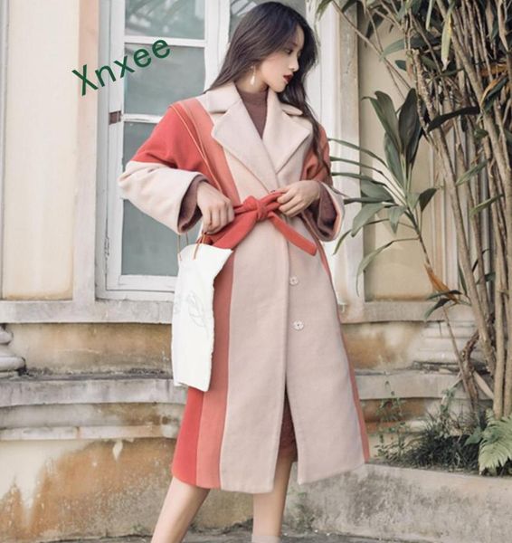 women's wool & blends xnxee oversize women outerwear 2021 runway autumn winter tweed patchwork bow casual turn down collar loose coats, Black
women's wool & blends xnxee oversize women outerwear 2021 runway autumn winter tweed patchwork bow casual turn down collar loose coats, Black