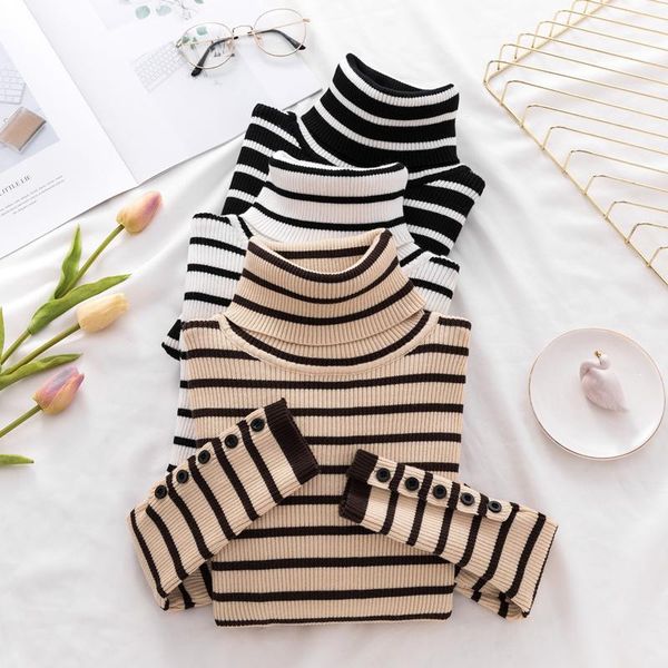 2020 autumn and winter new trendy , striped all-match slim high-neck bottoming shirts, women's long-sleeved sweater, White;black
2020 autumn and winter new trendy , striped all-match slim high-neck bottoming shirts, women's long-sleeved sweater, White;black