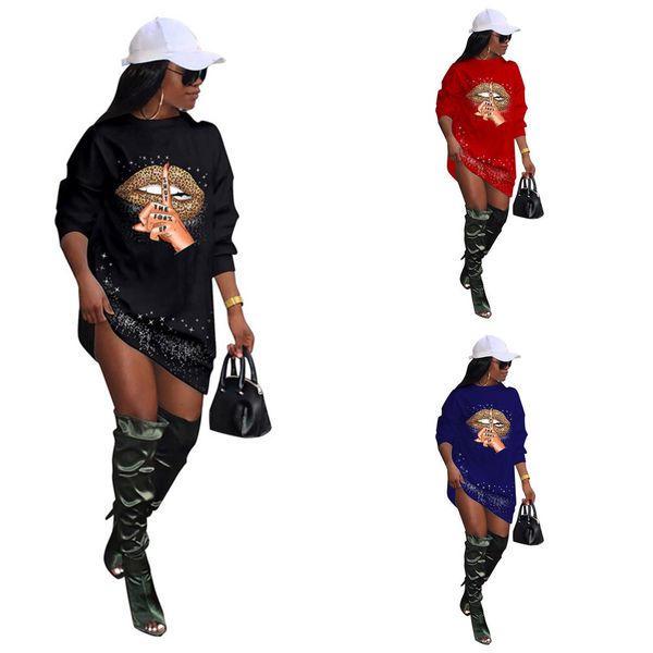 womens designer dresses spring summer gliter big mouth dress oversize lips hoodie pullover overall blouse straight skirt gg20301, White
womens designer dresses spring summer gliter big mouth dress oversize lips hoodie pullover overall blouse straight skirt gg20301, White